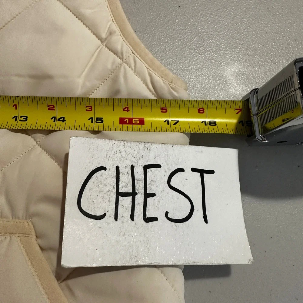 J.Crew‎ Womens Excursion Quilted Vest Cream Off-White Full Zip XS 08T-42401